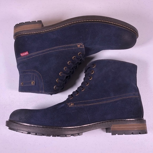 LEVI’S Sheffield Suede Navy Leather Work Boots - Picture 3 of 10